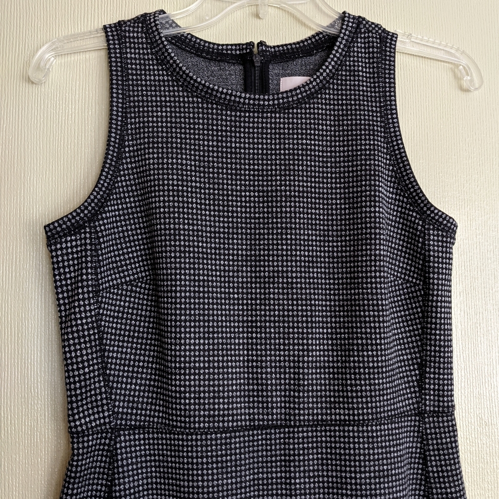 Loft Sheath Dress Black Ponte Knit Patterned Sleeveless - Picture 6 of 17